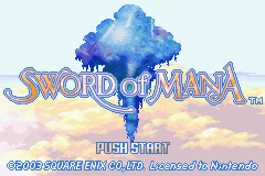 Sword of Mana title screen for GameBoy Advance